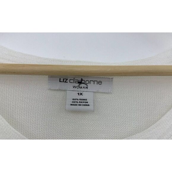 Liz Claiborne Plus Size Ivory Knit Ramie Blend Tunic Sweater Size‎ 1x - Picture 4 of 5